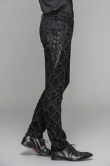 Black Party Court Flocking Patterned Gothic Mens Pants - Product - 3
