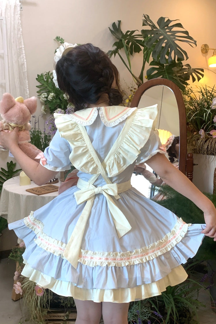 Cookies Short Sleeves Maid Ruffle Bowknot Sweet Lolita Tiered Dress 2 Colors - Product - 6