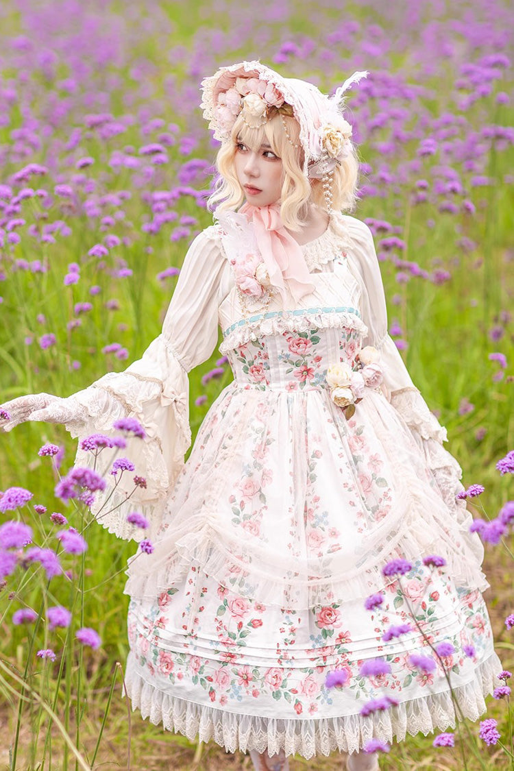 Apricot Rose Morning Dew Print Sweet Elegant (Dress Only) detail view 7