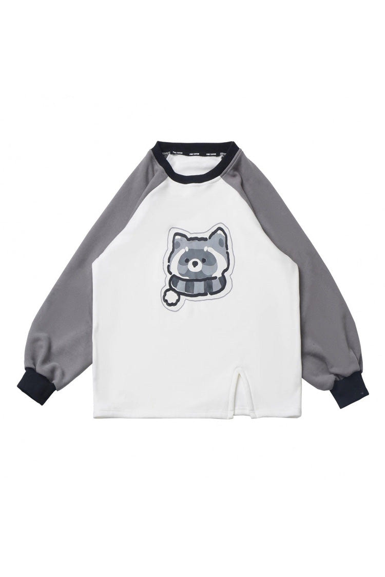 Black/Grey [Little Hibernating Bear] Long Sleeves Hooded Zippered Sweet Lolita Coat and Skirt Set - Sweatshirt - 6