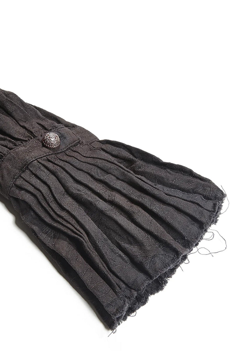 Black Long Lantern Sleeves Retro Metal Button Mens Steampunk Tie Shirt - Product - 9