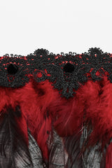 Black/Red Faux Feather Women's Gothic Shoulder Harness - Product - 9