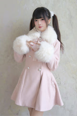 Pink Double-Breasted Long Sleeves Bowknot Japanese Sweet Lolita Coat - Product - 3