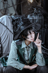 Dark Green Double-breasted Slim Ouji Prince Handsome Lolita Vest - Product - 8
