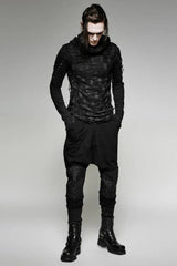 Black Hooded Ripped Men's Gothic Sweater - Product - 2
