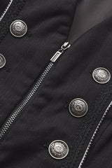 Black [The Mystery of Silence] Lapel Collar Sleeveless Open-Front Zippered Classic Vintage Elegant Prince Ouji Lolita Long Coat - Product - 6