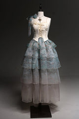 Green Gradient Multi-Layered Print Sweet Lolita Skirt - Product - 3