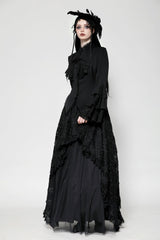 Black Lace Stand Collar Multi-Layered Ruffled Long Flared Sleeves Women's Gothic Blouse - Product - 11