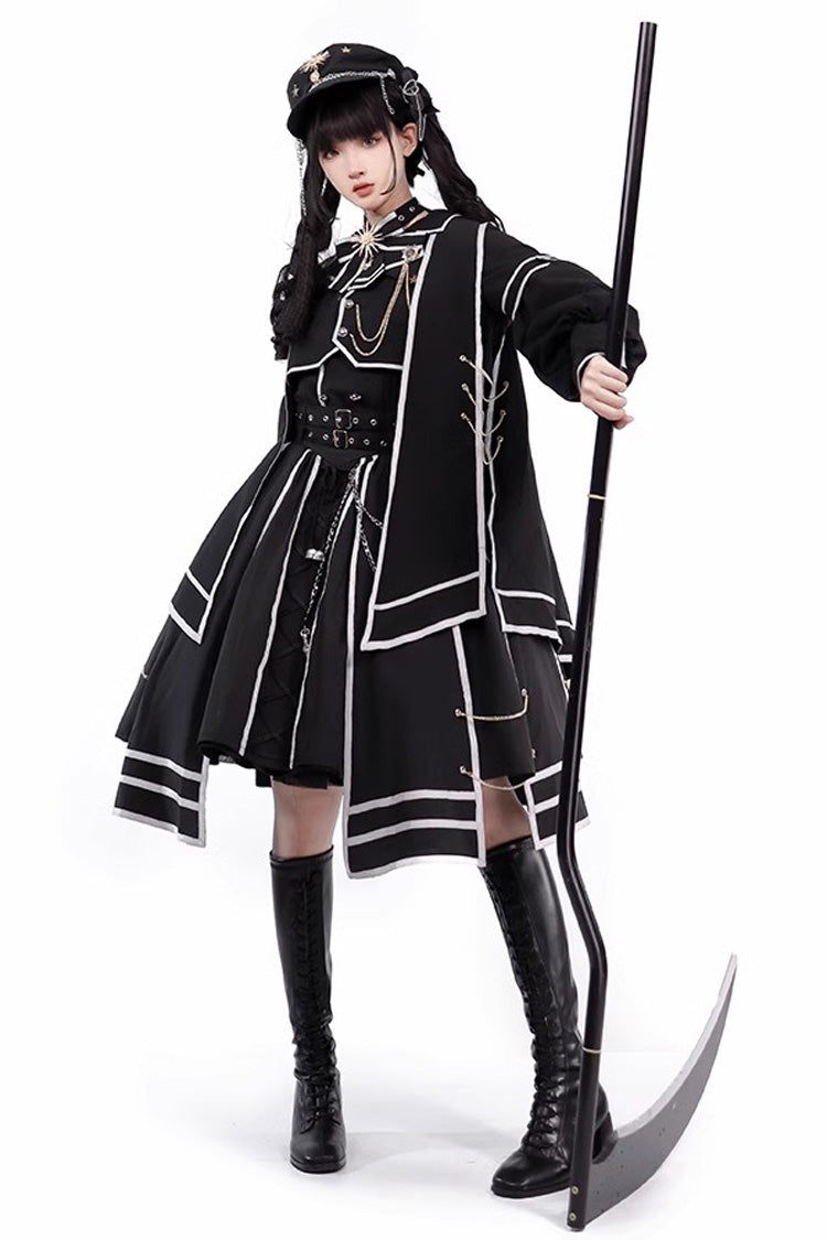 [Judgement Knight] Long Sleeves Print Bowknot Gothic Lolita Skirt Set 2 Colors - Product - 2