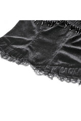Black Lace Mesh Patchwork Velvet Women's Gothic Vintage Bustier with Beaded Tassel Drops - Product - 13
