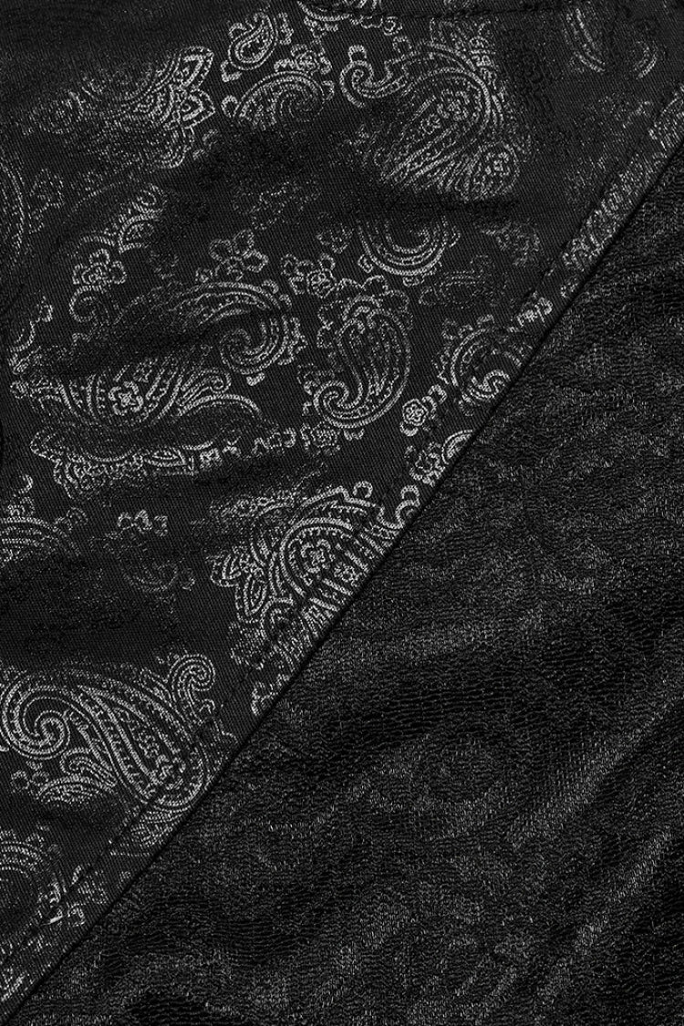 Black Print Stitching Lace Lace-Up Slim Women's Gothic Leggings - Product - 8