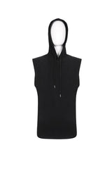 Black Knit Irregular Simple Versatile Sleeveless Hooded Men's Punk Tank Top - Product - 6