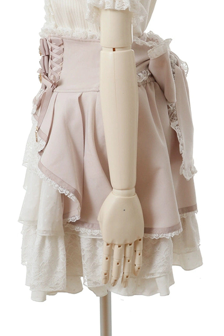Pink Japanese High Waisted Multi-Layered Lace Sweet Jirai Kei Skirt - Product - 2
