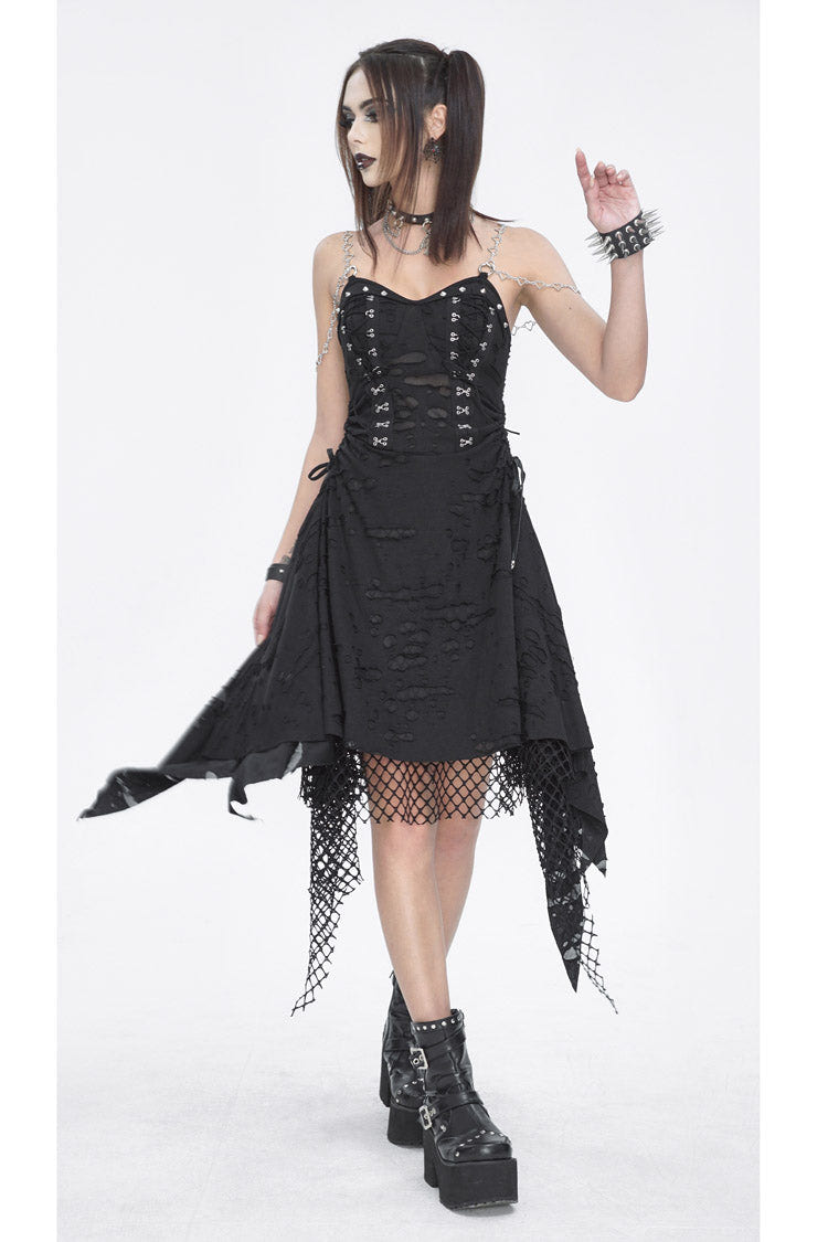 Black Lace Ripped Women's Gothic Jsk Dress - Product - 3