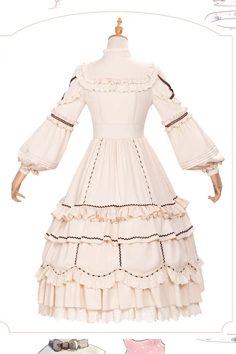Ivory Long Sleeves Multi-layer Ruffle Shepherdess Sweet Princess Lolita Dress - Product - 4