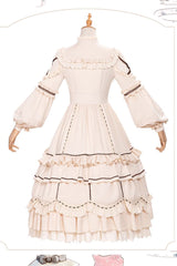 Ivory Long Sleeves Multi-layer Ruffle Shepherdess Sweet Princess Lolita Dress - Product - 4