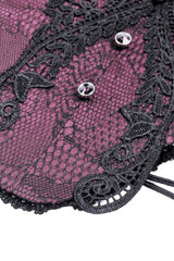 Purple Butterfly Embroidered Lace Women's Luxurious Royal Underbust Corset - Product - 17