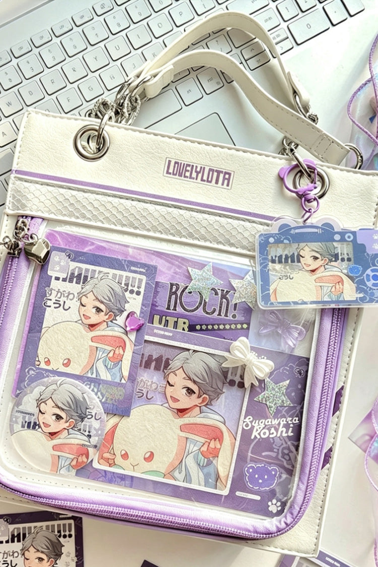 Small‑Load Square Chain Sweet Lolita Top‑Handle Shoulder & Crossbody Ita Bag 4 Colors - White/Purple - 5