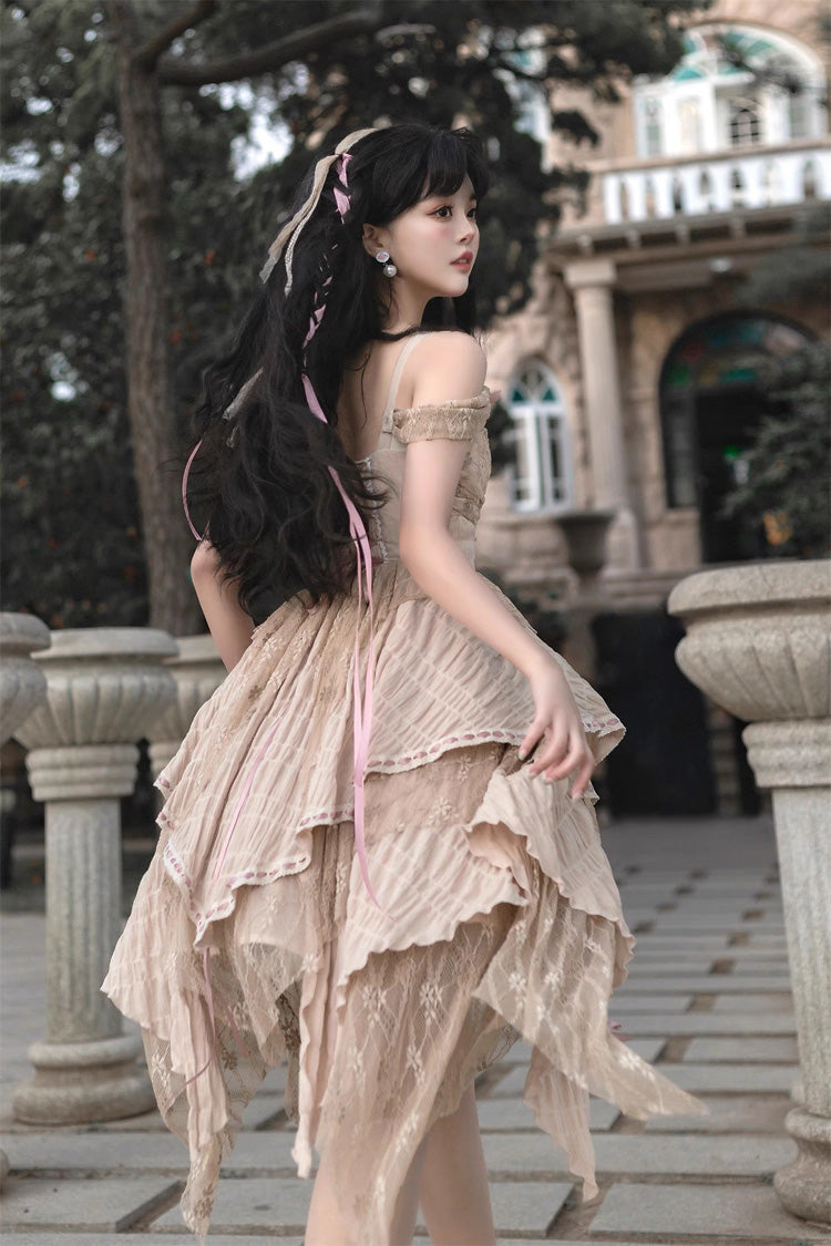 Yellow Sleeveless High Waisted Print Irregular Sweet Lolita Jsk Dress - Product - 9