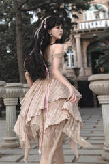 Yellow Sleeveless High Waisted Print Irregular Sweet Lolita Jsk Dress - Product - 9