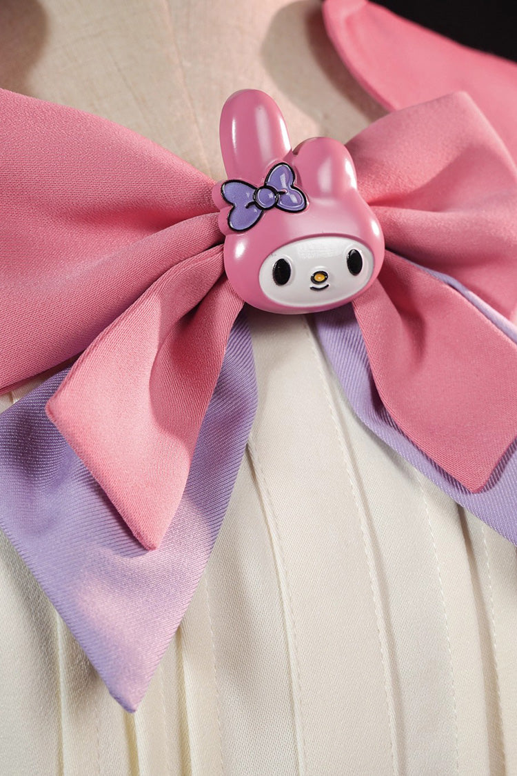 Pink [Identity V] Short Sleeves Ruffle Bowknot Lace-Up Sweet Ouji Lolita Dress Shorts Set - Product - 3
