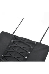 Black/White Contrast Stripes Lace-Up Multi-Layered Ruffled Hem Women's Gothic Slip Dress - Product - 13