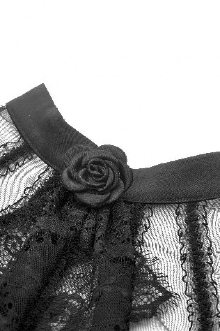 Black Short Puff Sleeves High/low Multi-Layered Women's Gothic Chiffon Dress Wedding Dress - Product - 14