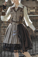 Soul of Adventurer Archaeological Style Ouji Fashion Lolita Vest - Gray/Brown - 1