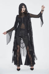Black Ruffle Lace Stitching Womens Gothic Flared Pant - Product - 7