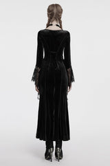 Black Long Sleeves Floral Embroidery Stitching Lace Women's Gothic Gown Dress - Product - 3