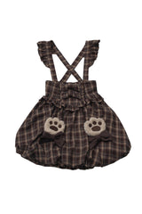 Brown [Fluffy Little Bear] Sleeveless Printed Ruffled Bow Sweet Lolita Strap Dress - Product - 14