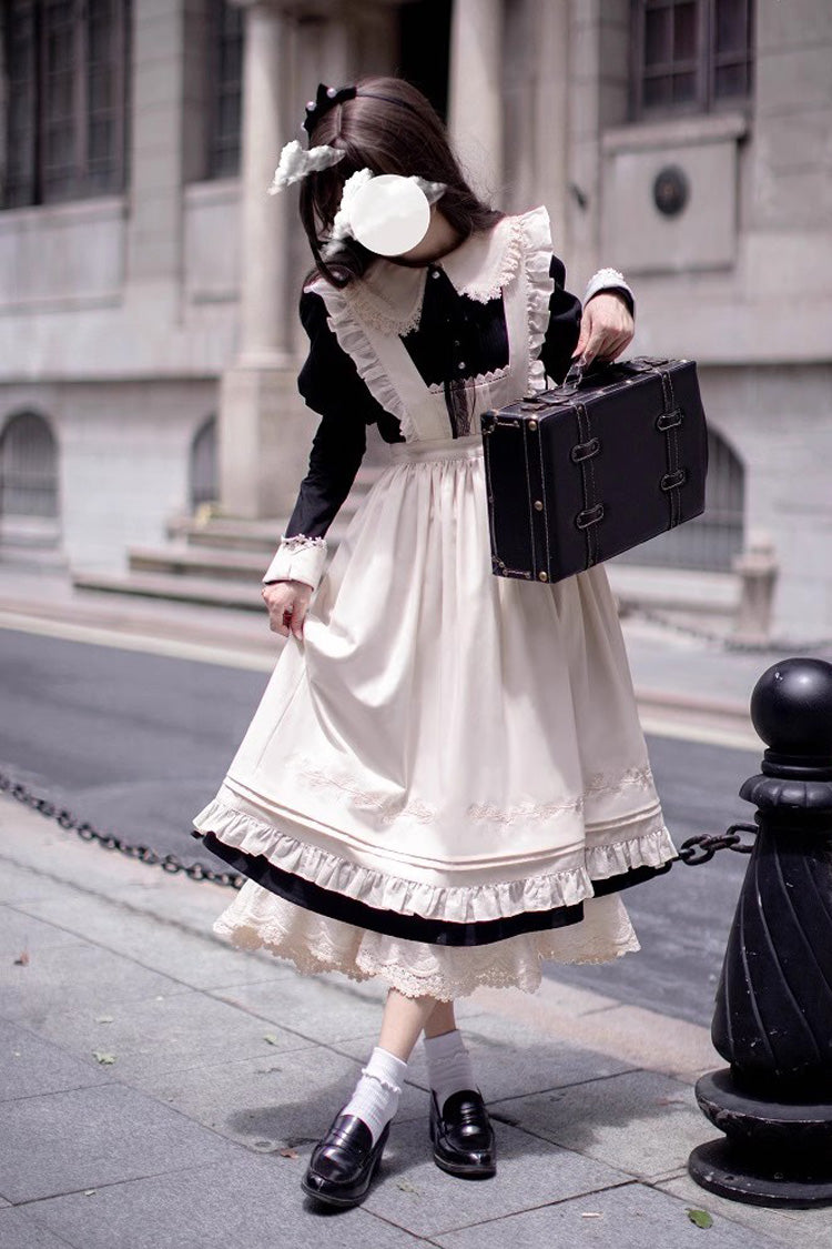 Black [Angelina] Doll Collar Long Sleeves Ruffle Bowknot Classic Vintage Elegant Lolita Dress - Product - 9