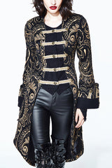 Brown With Gold Fake Two Pieces Pirate Costume Gothic Womens Coat - Brown/Gold - 1