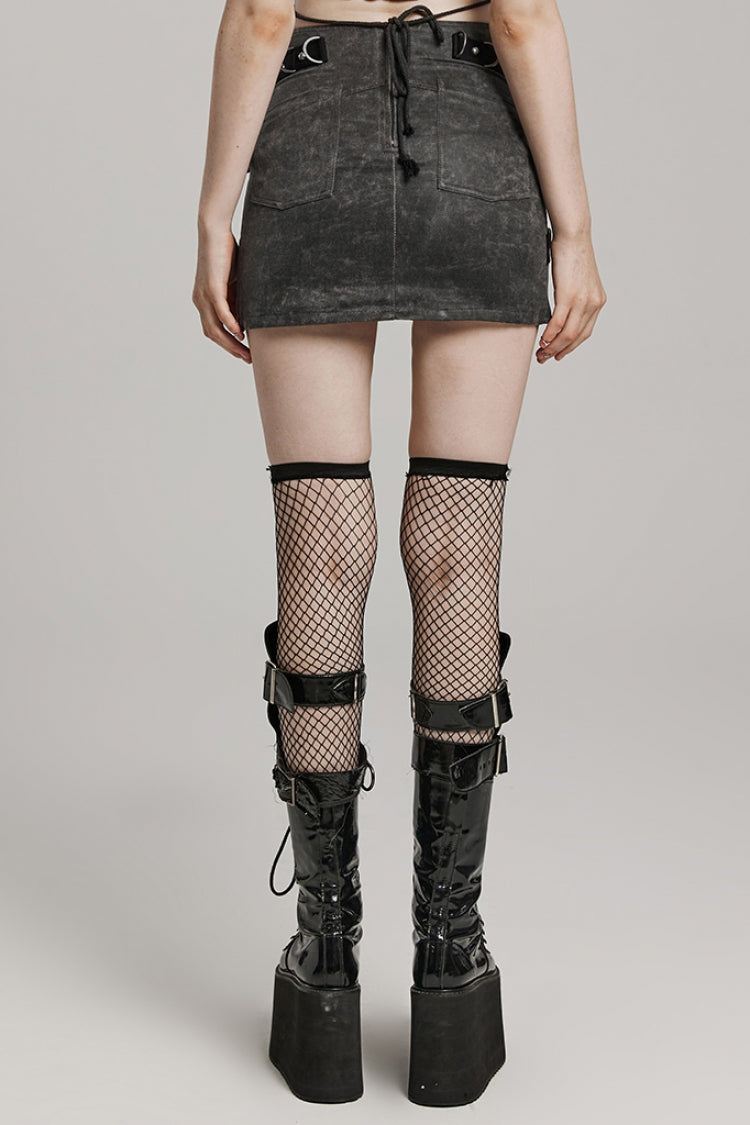 D Shaped Buckle Mesh Women's Steampunk Layered Skirt 2 Colors - Product - 11