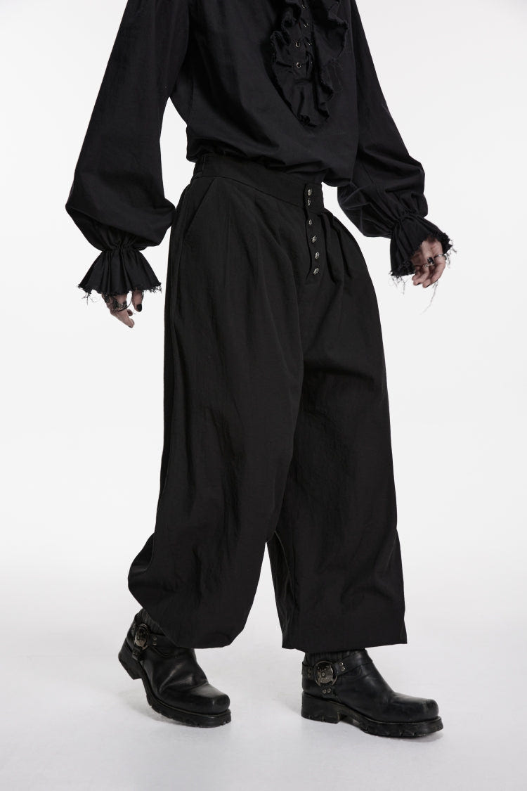 Black Studded Pleated Men's Gothic Tapered Pants - Product - 8