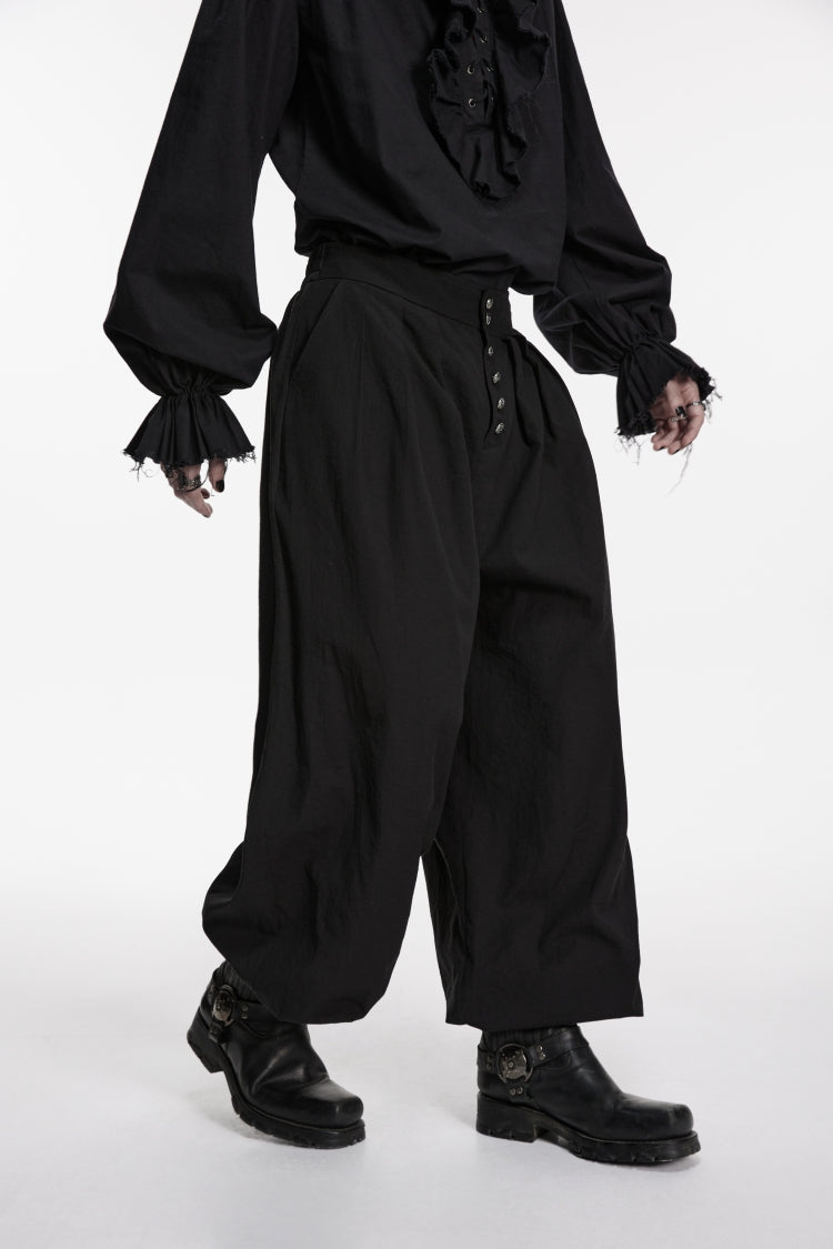 Black Studded Pleated Men's Gothic Tapered Pants - Product - 8