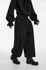 Black Studded Pleated Men's Gothic Tapered Pants - Product - 8