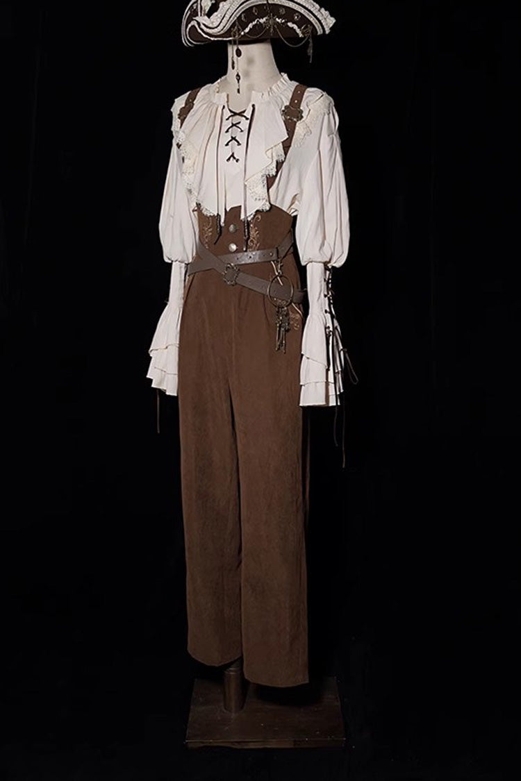 Pirate Series Navigation Treasure Hunting Guide High Waisted Embroidery Ouji Handsome Lolita Long Pants 2 Colors - Product - 12