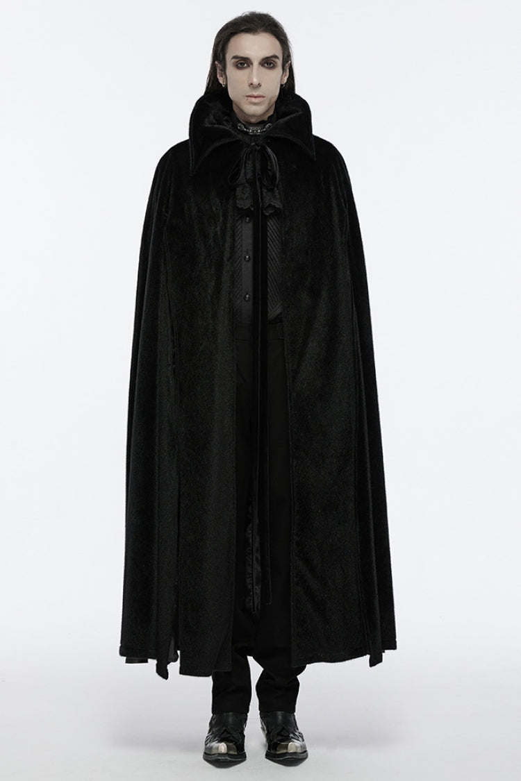 Black Men's Strap Bat Gothic Coat Cloak - Black - 1