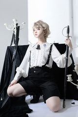 Black/White Gothic Erosion Heart Series Ouji Lolita Set - Product - 3