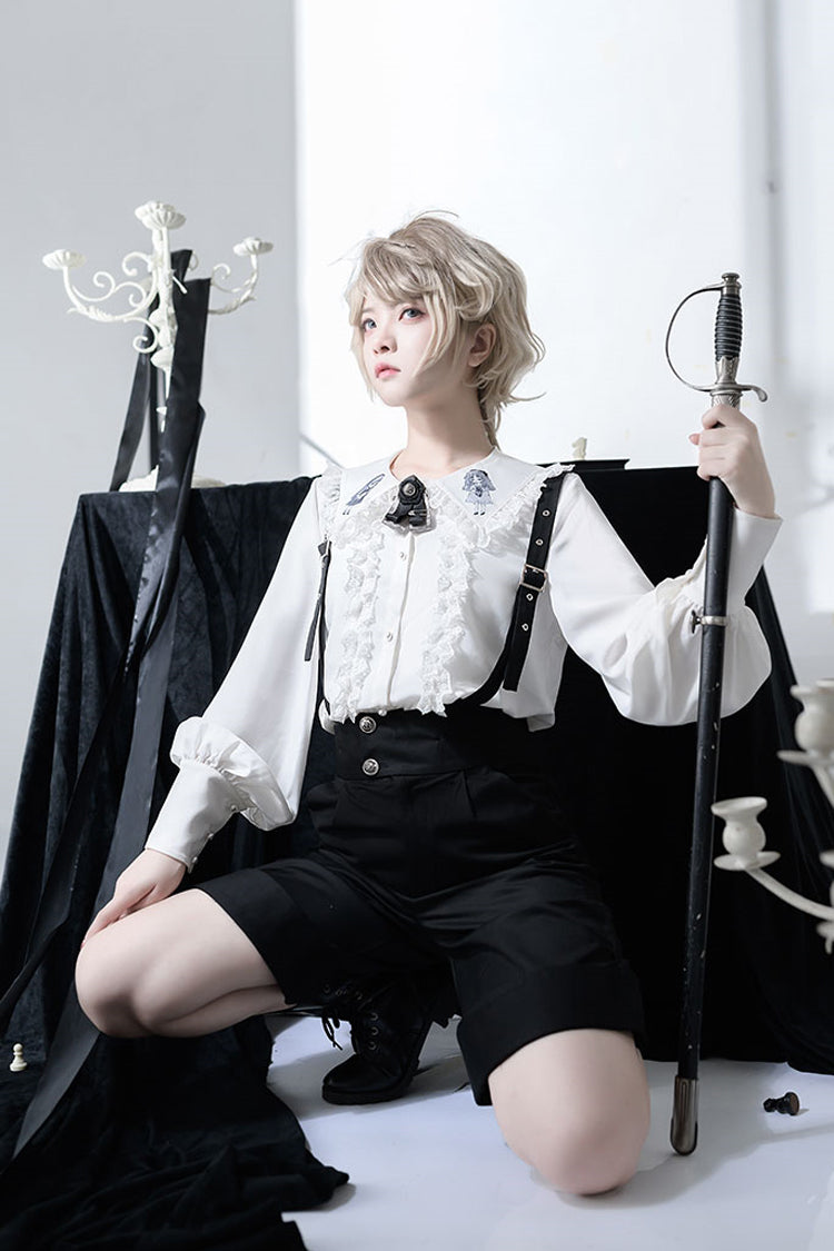 Black/White Gothic Erosion Heart Series Ouji Lolita Set - Product - 3