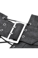Washed Black Lace-Up Buckled Eyelet Women's Punk Asymmetric Corset Waist Belt - Product - 10