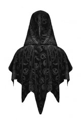Black Skull Printed Front Lace-Up Women's Gothic Velvet Cape with Hood - Product - 18