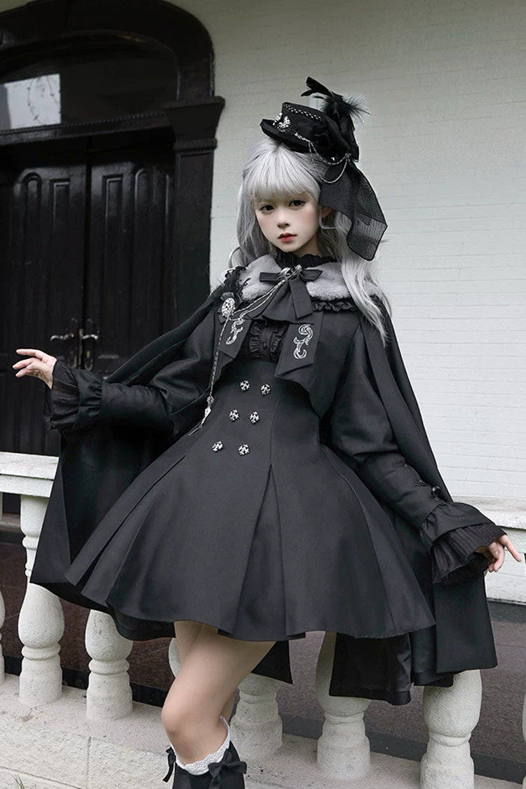 Black [Gothic Night Butler] Double-breasted Gothic Lolita Bustier Suspender Dress - Black(Dress-Only) - 1