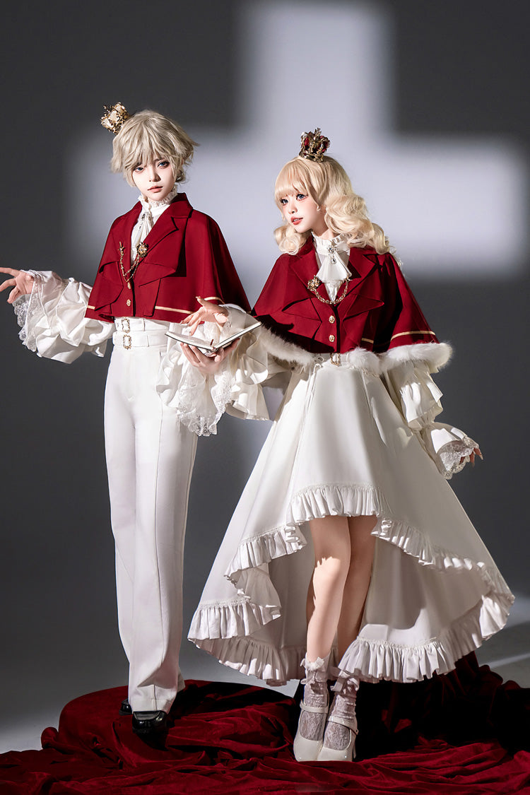 White [Day and Night Song] Long Sleeves Ruffle Ouji Gothic Lolita Skirt Pants - Product - 9