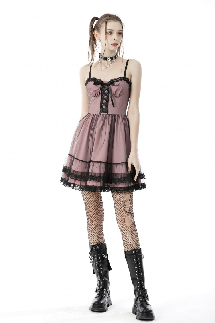 Pink Sleeveless Multi-Layered Lace Women's Lolita Slip Dress Graduation Dress - Product - 6