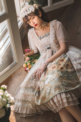 Multi-Color Sleeveless Sunflower Print Elegant and Sweet Lolita Jsk Dress - Product - 2