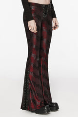 Low Waisted Thorns Print Lace-Up Women's Steampunk Flared Pants 2 Colors - Product - 10