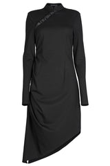 Black Improved Cheongsam Pointed Hem Drawstring Design Cheongsam Collar Long Sleeve Long Women's Punk Dress - Product - 5