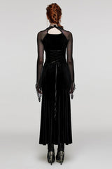 Black Long Sleeves Hollow Stitching Lace Sheer Women's Gothic Gorgeous Dress - Product - 3